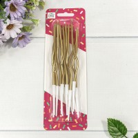 Свечи для торта набор (12 шт.) 13см "Спираль" Золотой 1/12 1/240 Арт: 20010-27/12