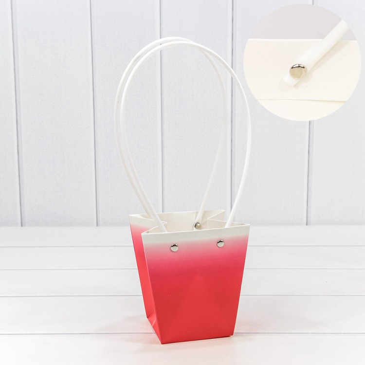 Пакет подарочный "Ваза для цветов" 12,5*12*8 260г "Градиент" Красный 1/10 1/200 Арт: 000184H/3