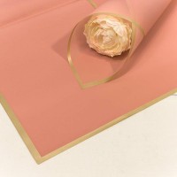 Плёнка в листах 58*58 (20 шт.) матовая с золотым краем 50мкм Тёмный жёлто-розовый 1/60 Арт: 1640/4051