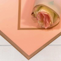 Плёнка в листах 58*58 (20 шт.) матовая с золотым краем 50мкм Персиковый 1/60 Арт: 1640/6022