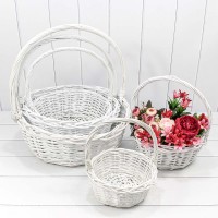 Корзины плетёные Круглые Набор 1/5 45*17/48 (±5%) с ручкой Белый 1/12 Арт: 420190/1