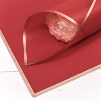 Плёнка в листах 58*58 (20 шт.) матовая с золотым краем 50мкм Красный 1/60 Арт: 1640/7427