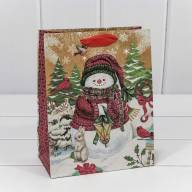 Пакет подарочный Крафт &quot;Новогодний&quot; (микс) 18*23*10 150г 1/20 1/480 Арт: 300367E - Пакет подарочный Крафт "Новогодний" (микс) 18*23*10 150г 1/20 1/480 Арт: 300367E