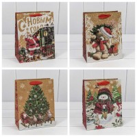 Пакет подарочный Крафт "Новогодний" (микс) 18*23*10 150г 1/20 1/480 Арт: 300367E
