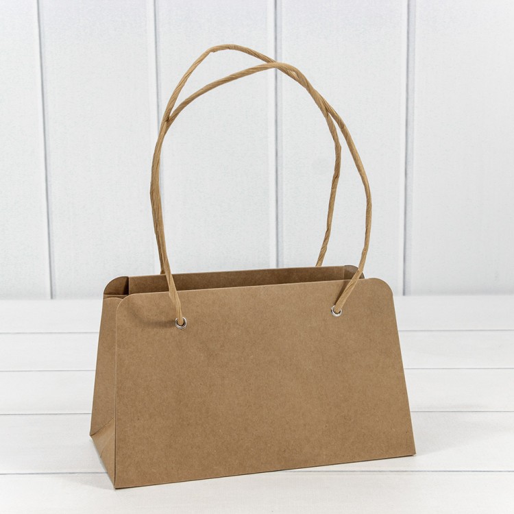 Пакет подарочный "Ваза для цветов" 21,5*11,5*13 260г с бумажными ручками Крафт 1/10 1/200 Арт: 000238EA