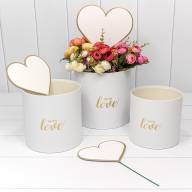 Коробки Цилиндр Набор 1/3 19*18,7 "С сердечком" Белый 1/18 Арт: 720795/2 - Коробки Цилиндр Набор 1/3 19*18,7 "С сердечком" Белый 1/18 Арт: 720795/2