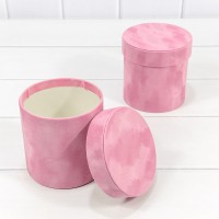 Коробка Цилиндр 11*11 "Бархатный" Розовый 1/4 1/80 Арт: 720855/2