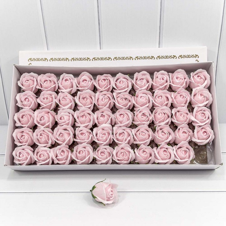 Декоративный цветок-мыло "Роза" класс А Бледно-розовый 5,5*4 50шт. 1/20 Арт: 420055/2