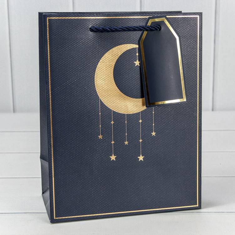 Пакет подарочный с тиснением "Полумесяц" (296) 18*23*10 210г Синий 1/20 1/360 Арт: 000296E/16