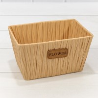 Корзина плетёная Прямоугольная 18*12*11 (±5%) из пластика Бледно-оранжевый 1/80 Арт: 420133/5