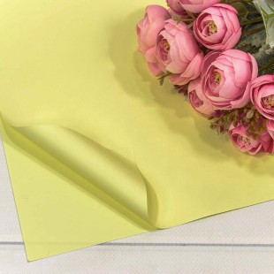 Плёнка в листах 55*55 (20 шт.) матовая "Корейская" 65мкм Жёлтый-393 1/60 Арт: 1698/393