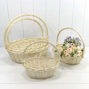 Корзины плетёные Овальные Набор 1/4 43*35*15/44 (±5%) с ручкой Молочный 1/6 Арт: 420160/2