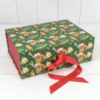 Коробка Прямоугольная 33*25*12 складная на магнитах "Новый год"-3086 1/32 Арт: 730227/3086