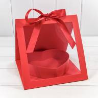 Коробка подарочная 25*26*23 с окошком и бантом "Сердце" Красный 1/24 Арт: 720963/2 - Коробка подарочная 25*26*23 с окошком и бантом "Сердце" Красный 1/24 Арт: 720963/2