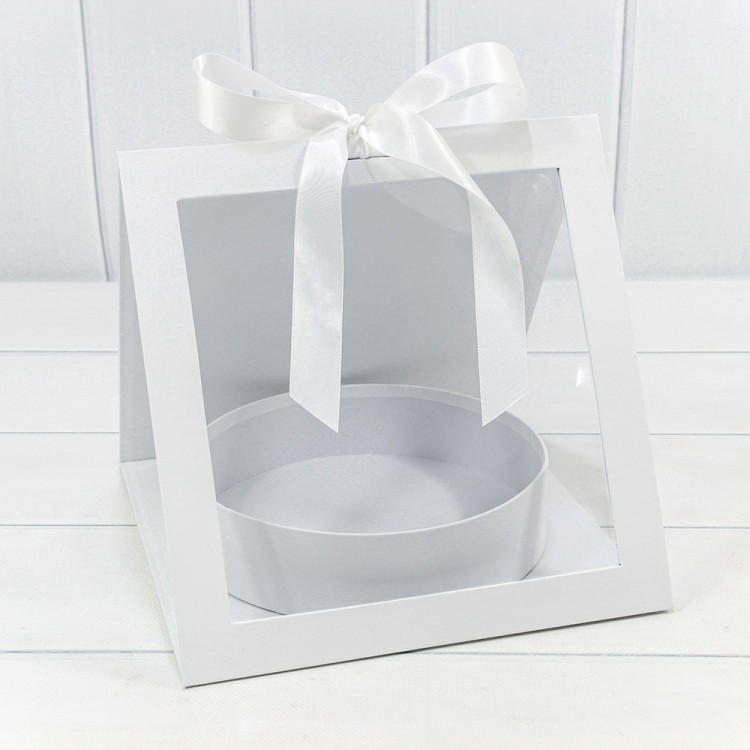 Коробка подарочная 25*26*23 с окошком и бантом "Круг" Белый 1/24 Арт: 720964/7