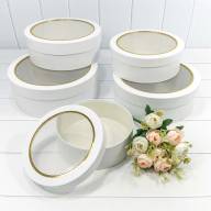Коробки Круглые Набор 1/5 32*12 с окошком Белый 1/6 Арт: 721614/1 - Коробки Круглые Набор 1/5 32*12 с окошком Белый 1/6 Арт: 721614/1