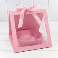 Коробка подарочная 25*26*23 с окошком и бантом "Круг" Розовый 1/24 Арт: 720964/5 - Коробка подарочная 25*26*23 с окошком и бантом "Круг" Розовый 1/24 Арт: 720964/5