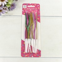 Свечи для торта набор (12 шт.) 13см "Спираль" (микс) 1/12 1/240 Арт: 20010-27/14