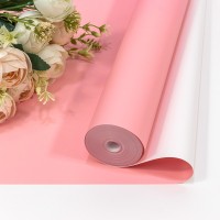 Плёнка 59см 800г матовая двухсторонняя 65мкм Розовый/Белый 1/6 1/12 Арт: 80004/182