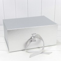 Коробка Прямоугольная 39*28*17,8 складная на магнитах Серебряный 1/24 Арт: 730229/0121