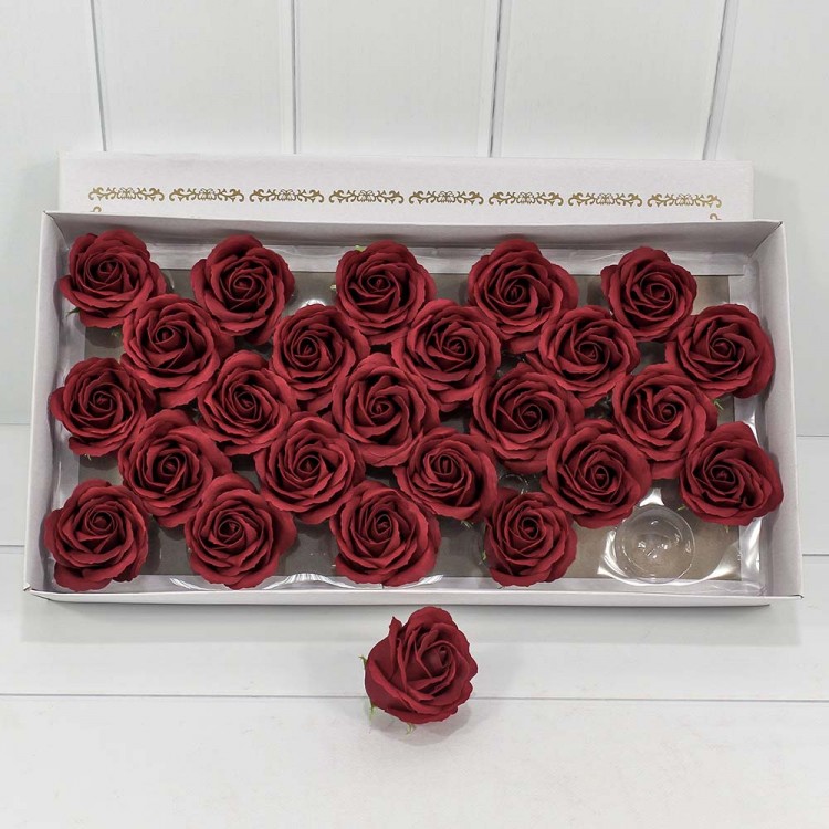 Декоративный цветок-мыло "Большая роза" Тёмно-красный 6,5*7 25шт. 1/20 Арт: 420053/7