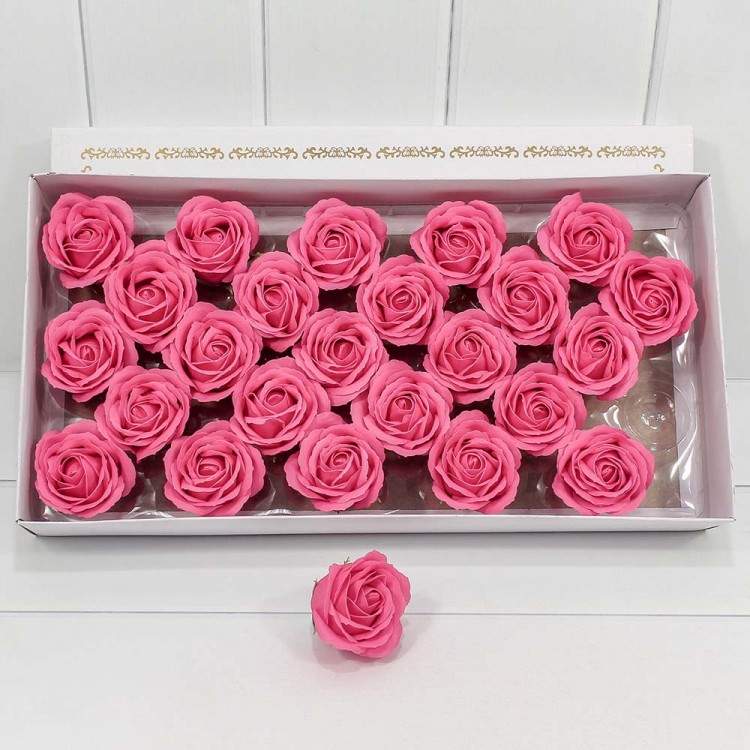Декоративный цветок-мыло "Большая роза" Тёмно-розовый 6,5*7 25шт. 1/20 Арт: 420053/50
