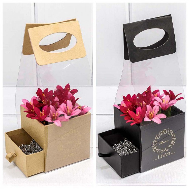 Коробка Куб 15*15*12 с ящичком "Flower Elegant" (ассортимент) 1/45 Арт: 720-148